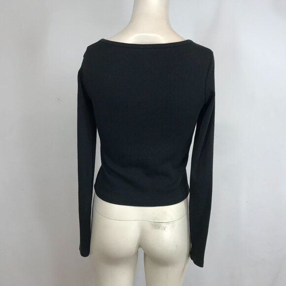 PACT - WOMEN'S SMALL - BLACK LONG SLEEVE ROUND NECK ORGANIC COTTON BLEND TOP - Picture 5 of 8